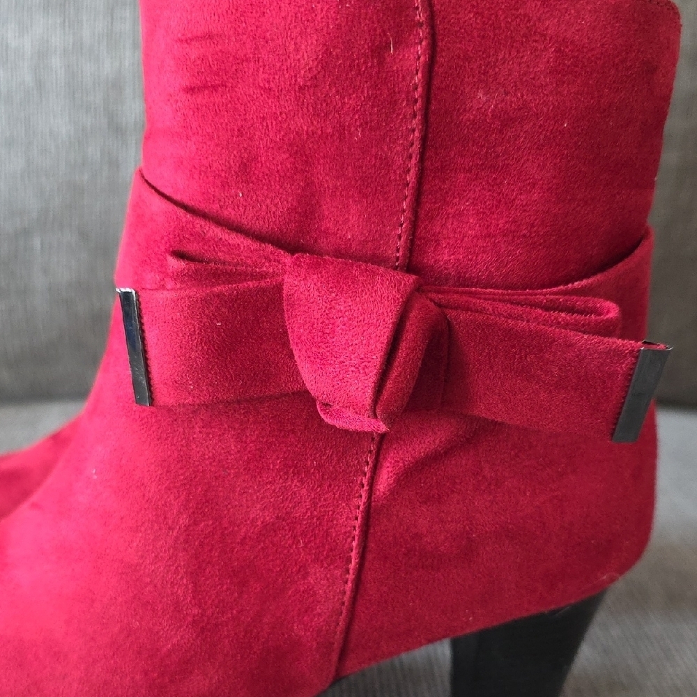 Elegant Women's Dark Red Suede Ankle Boots By Mysoft, Size 9, NWT, 3 Inch Heel - Picture 5 of 15